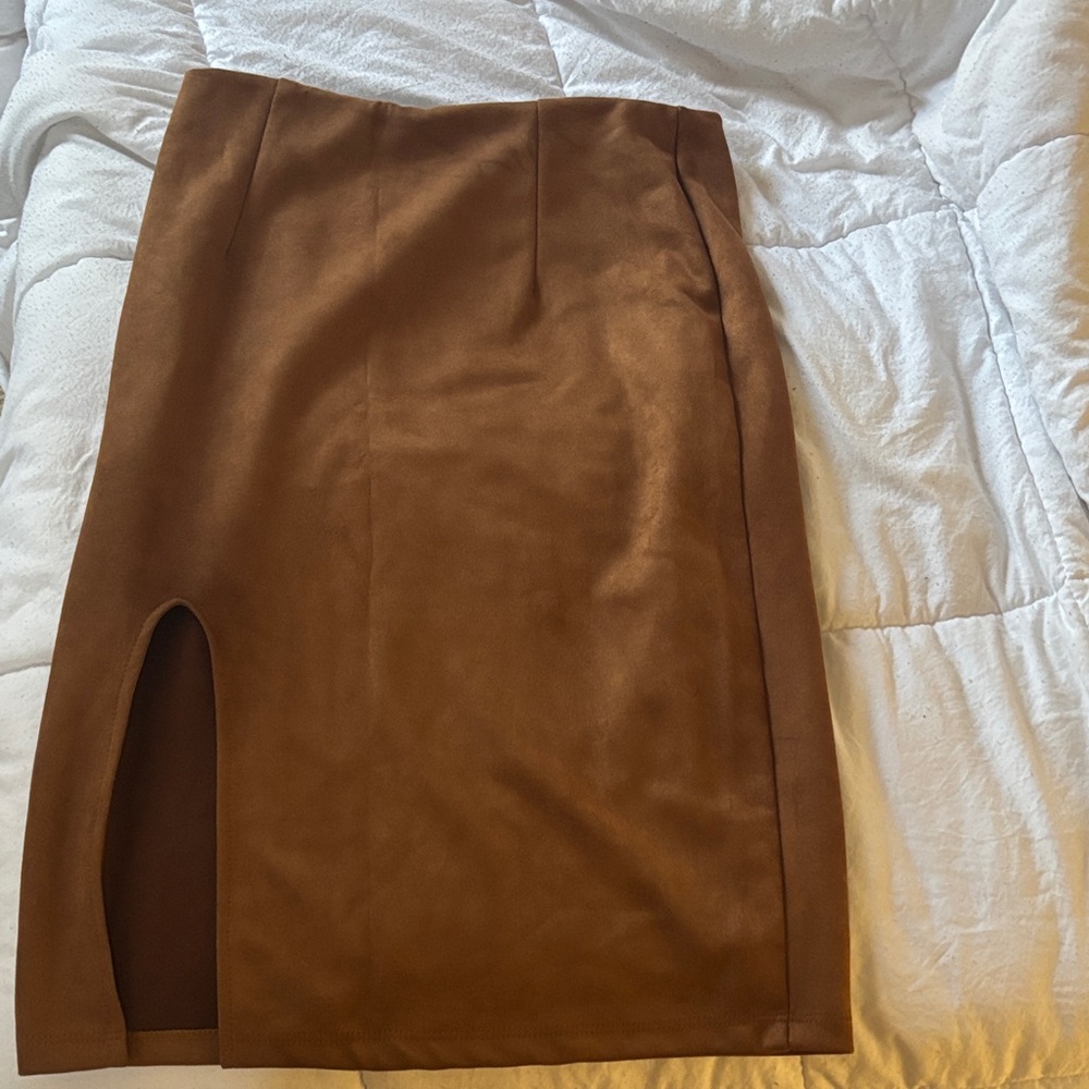 Suede Brown Pencil Skirt